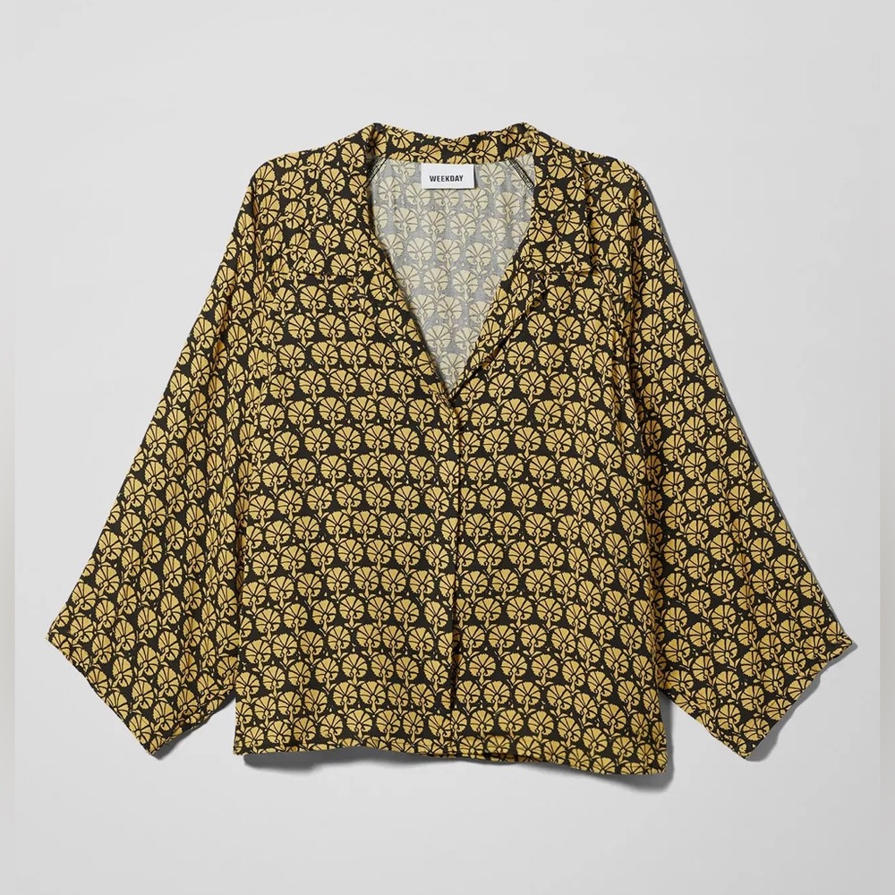 Weekday Black and Gold Floral Blouse